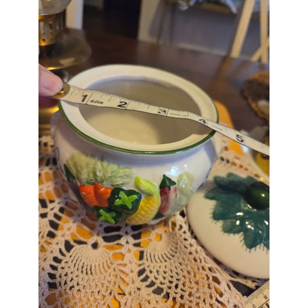 vintage handpainted ceramic vegetable covered dish. Cottagecore  GrannyCore Farm